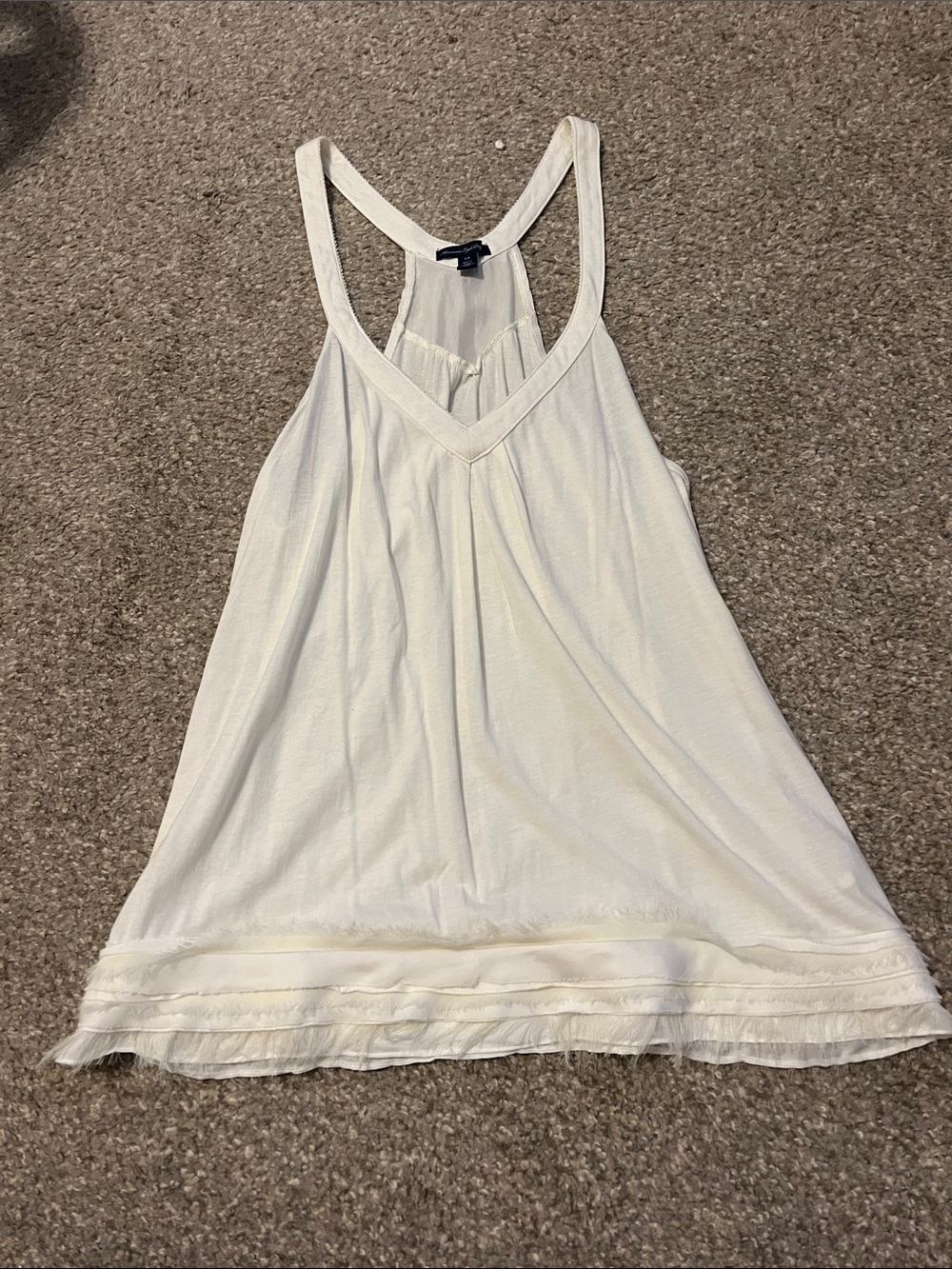 size small white y2k american eagle racer back shirt